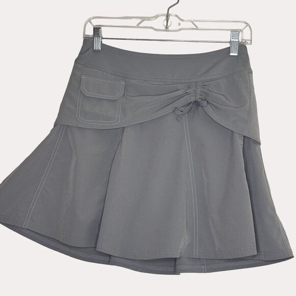 Athleta Lucky In Love Tennis Athletic Skort Skirt Cinch Ruched Gray 2 bv - Picture 2 of 9